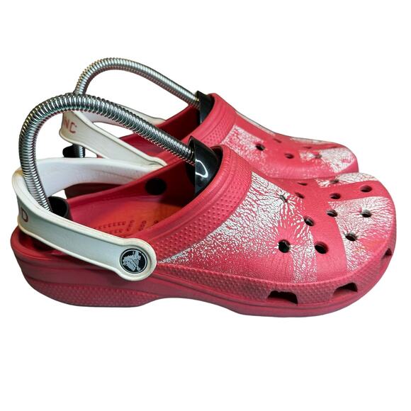Crocs Classic Red "England" Strap Slide On Clogs Men Size 6 Women Size 8 - Picture 5 of 9